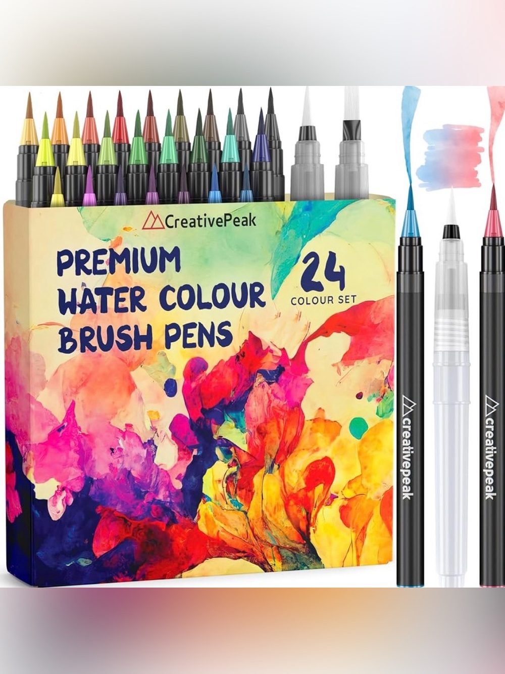 Premium Watercolour Brush Pens - 24 Colour Set (Multicolor)